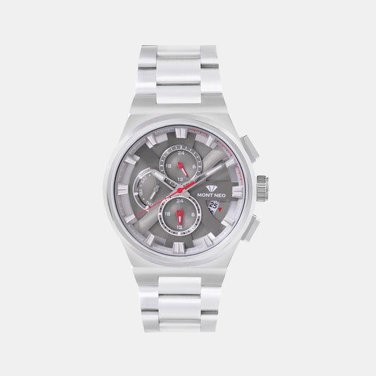 Regular Men Quartz Grey Dial Multi-Function Stainless Steel Watch 3002M-M1115