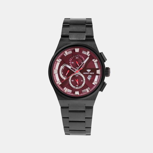 Regular Men Quartz Red Dial Chronograph Stainless Steel Watch 3002M-M8812
