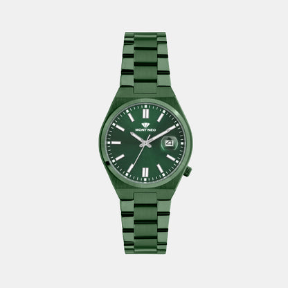 Men Quartz Green Dial Analog Metal Watch 3506E-M101014