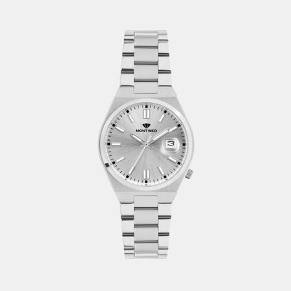Men Quartz Silver Dial Analog Metal Watch 3506E-M1103
