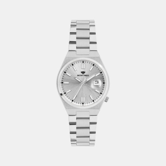 Men Quartz Silver Dial Analog Metal Watch 3506E-M1103