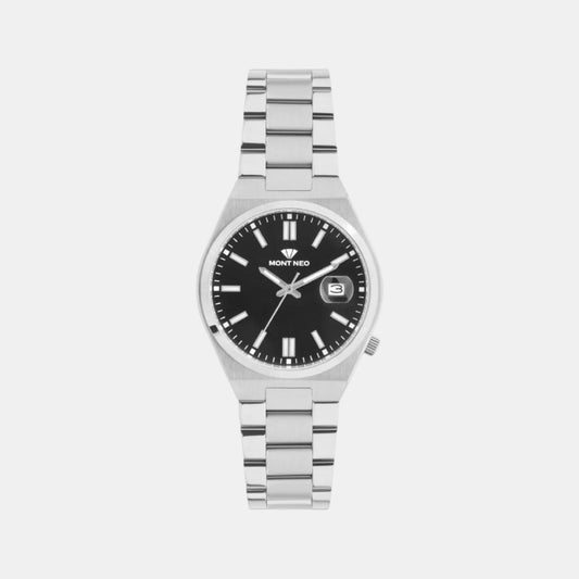 Men Quartz Black Dial Analog Metal Watch 3506E-M1104