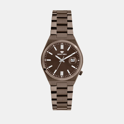 Men Quartz Brown Dial Analog Metal Watch 3506E-M111106