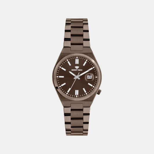 Men Quartz Brown Dial Analog Metal Watch 3506E-M111106
