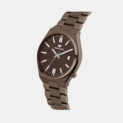 Men Quartz Brown Dial Analog Metal Watch 3506E-M111106
