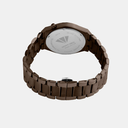 Men Quartz Brown Dial Analog Metal Watch 3506E-M111106