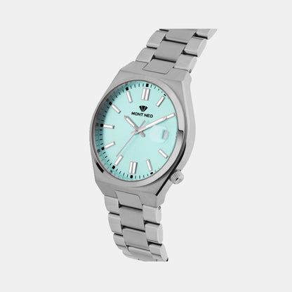 Men Quartz Sea Green Dial Analog Metal Watch 3506E-M1117