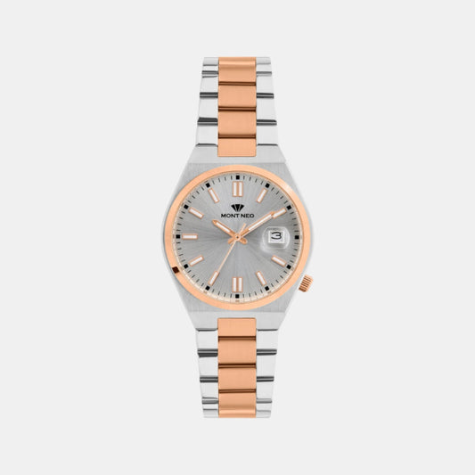 Men Quartz Silver Dial Analog Metal Watch 3506E-M1303