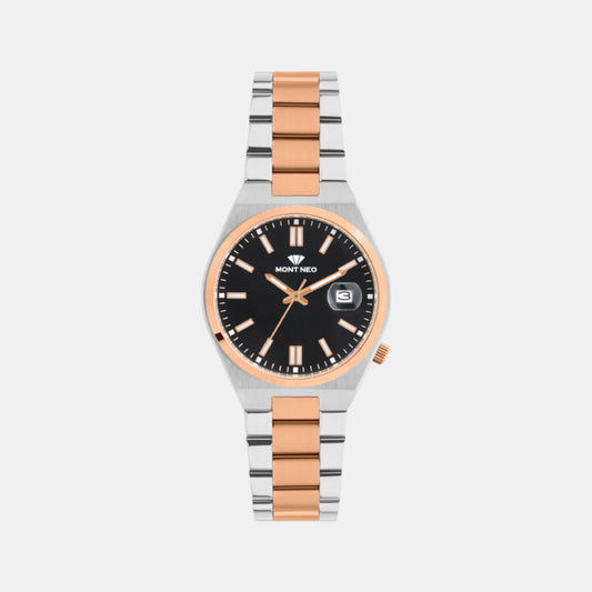 Men Quartz Black Dial Analog Metal Watch 3506E-M1304