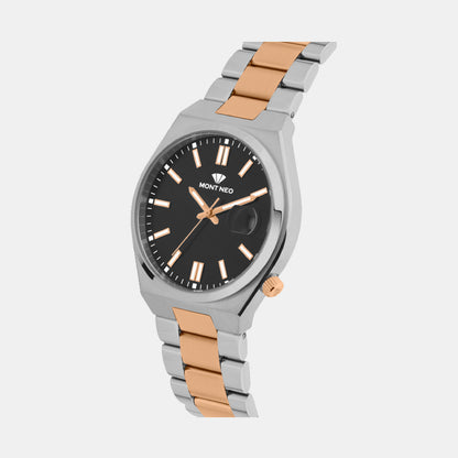 Men Quartz Black Dial Analog Metal Watch 3506E-M1304