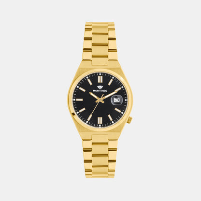 Men Quartz Black Dial Analog Metal Watch 3506E-M2203