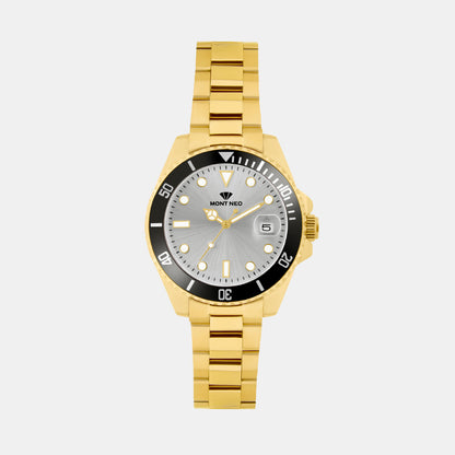 Men Quartz Silver Dial Analog Metal Watch 3507E-M2203