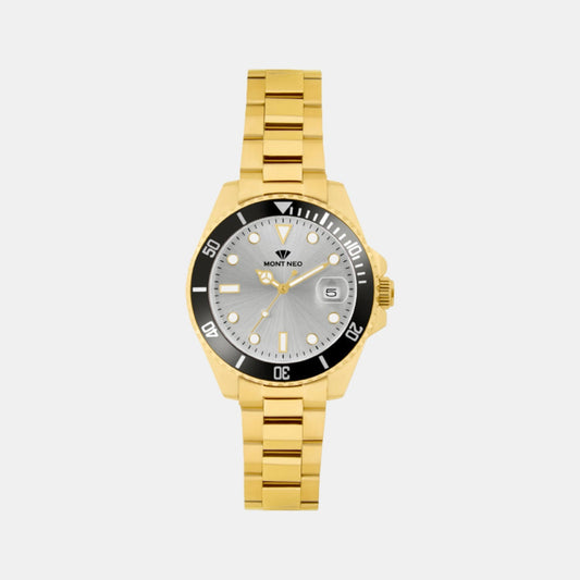 Men Quartz Silver Dial Analog Metal Watch 3507E-M2203
