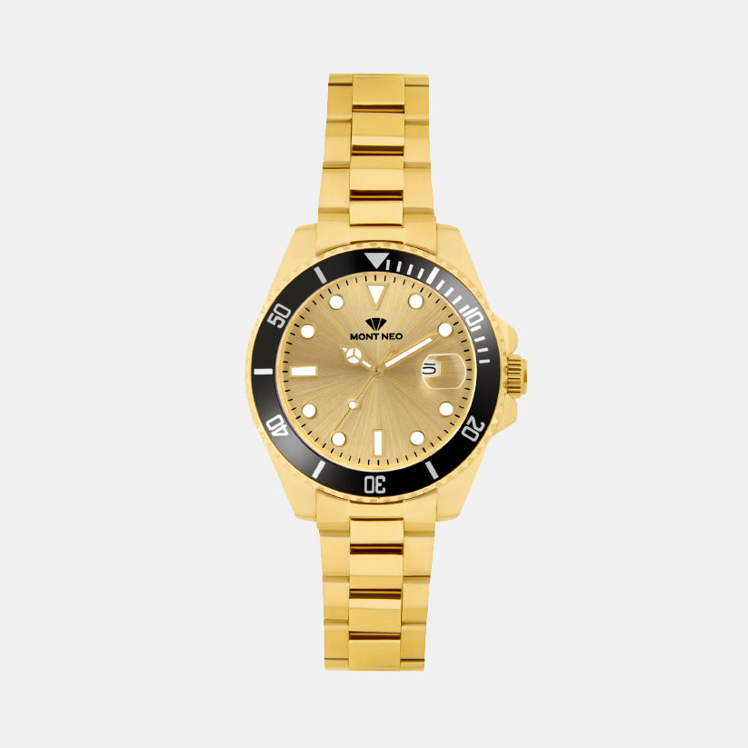 Men Quartz Champaign Dial Analog Metal Watch 3507E-M2208