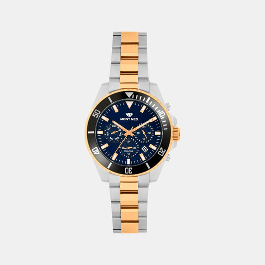 Men Quartz Blue Dial Analog Stainless Steel Watch 3508M-M1305