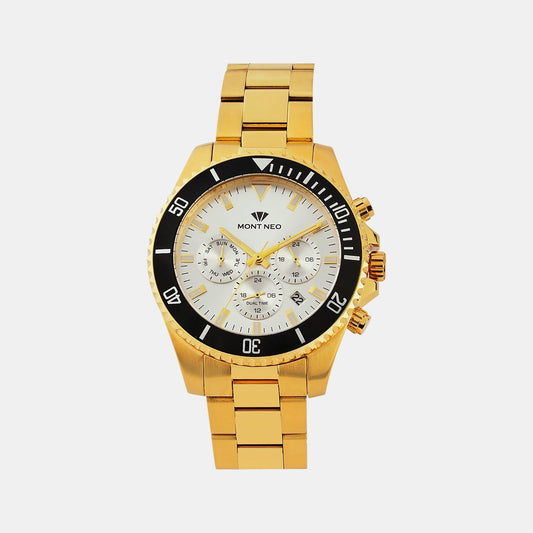 Men Quartz Silver Dial Multi-Function Metal Watch 3508M-M2203