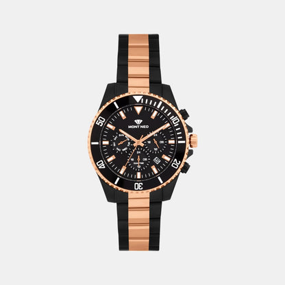 Men Quartz Black Dial Analog Stainless Steel Watch 3508M-M4304