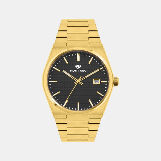 Men Quartz Black Dial Analog Metal Watch 3509E-M2204