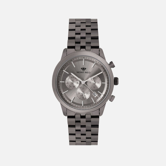 Men Quartz Grey Dial Multi-Function Metal Watch 3511M-M7715