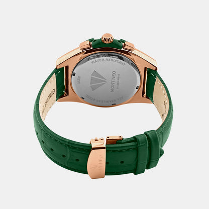 Men Quartz Green Dial Multi-Function Leather Watch 3512M-L31014