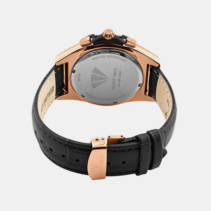 Men Quartz Black Dial Multi-Function Leather Watch 3512M-L3404