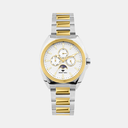 Men Quartz Silver Dial Analog Stainless Steel Watch 3514M-M1203