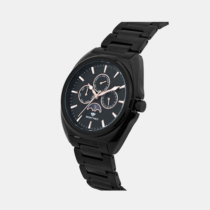 Men Quartz Black Dial Analog Stainless Steel Watch 3514M-M4404