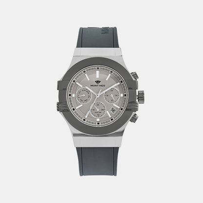 Men Quartz Grey Dial Multi-Function Silicone Watch 3517M-M1715