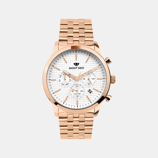 Men Quartz Silver Dial Multi-Function Stainless Steel Watch 3518M-M3303