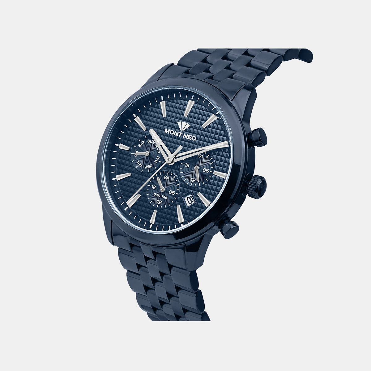 Men Quartz Blue Dial Analog Stainless Steel Watch 3518M-M5505