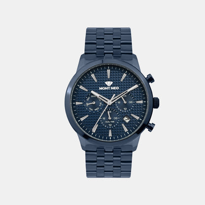 Men Quartz Blue Dial Analog Stainless Steel Watch 3518M-M5505