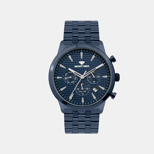 Men Quartz Blue Dial Analog Stainless Steel Watch 3518M-M5505