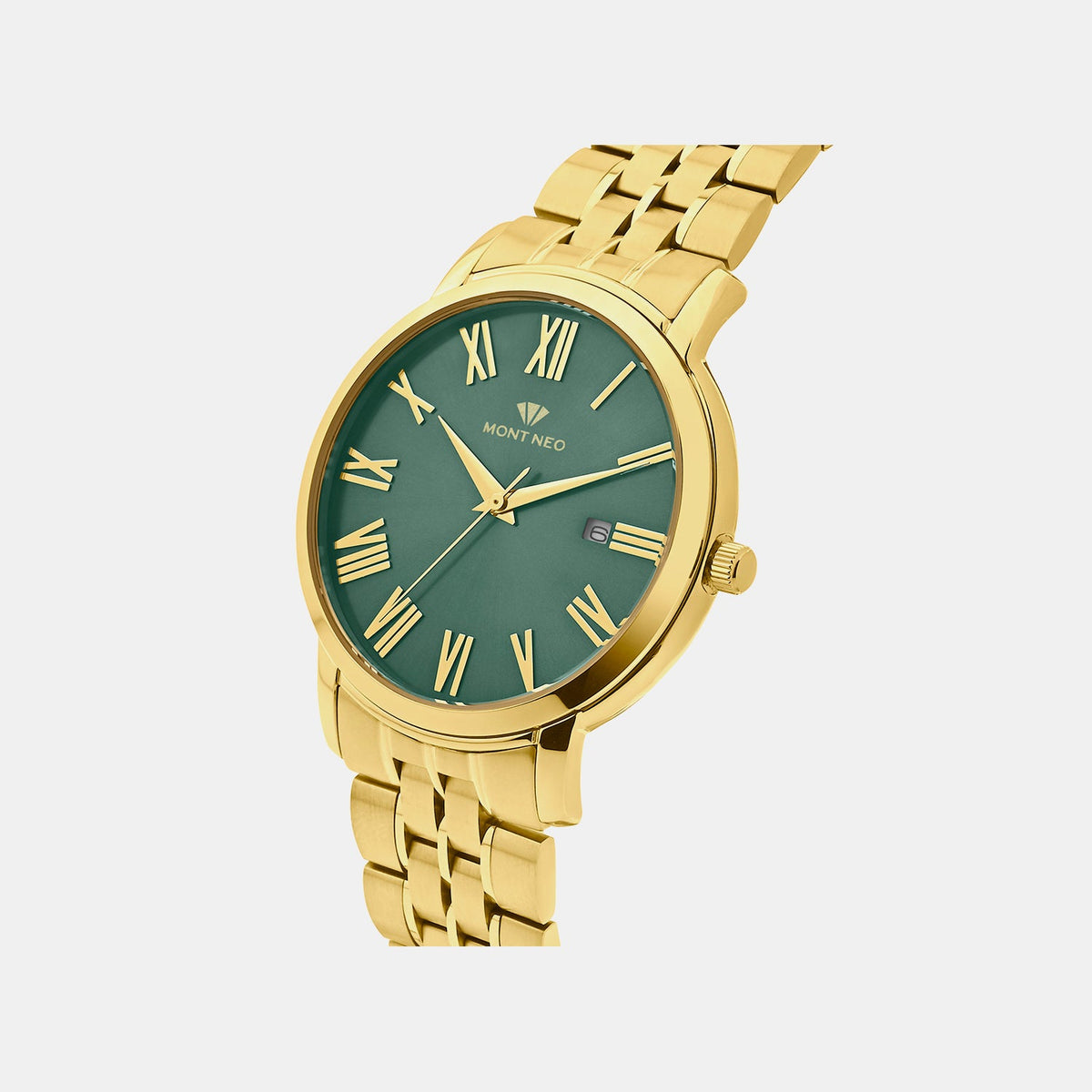 Men Quartz Green Dial Analog Metal Watch 3521E-M2214