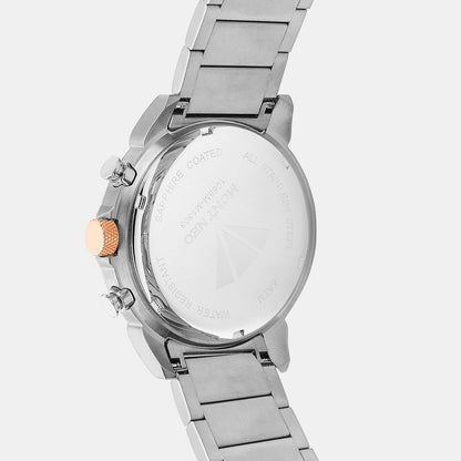 Men Quartz Silver Dial Multi-Function Metal Watch 1058M-M1303