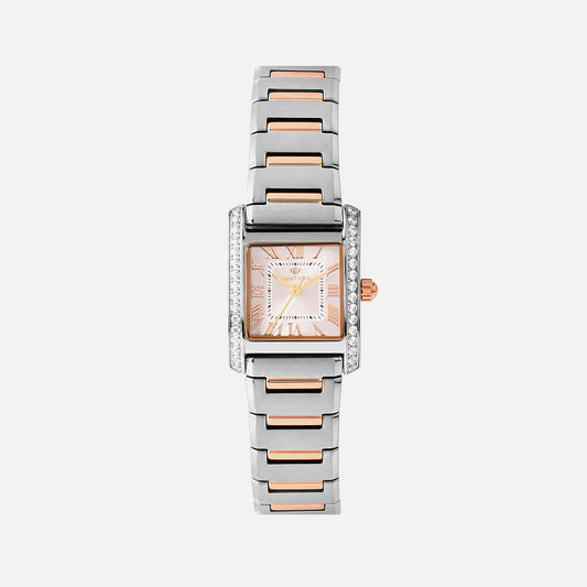 Women Quartz Silver Dial Analog Stainless Steel Watch 4001T-M1303