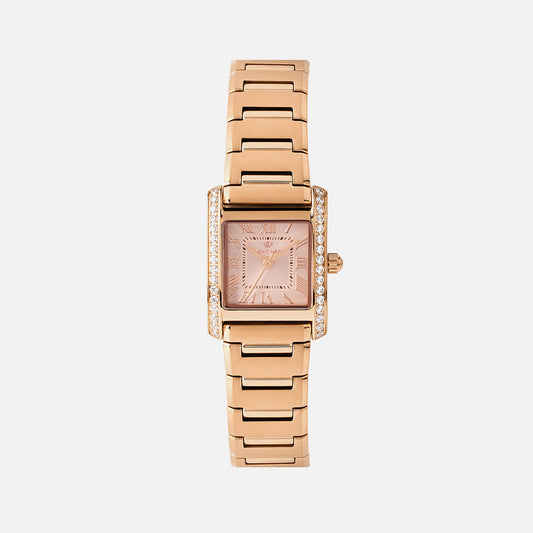 Women Quartz Gold Dial Analog Stainless Steel Watch 4001T-M3307