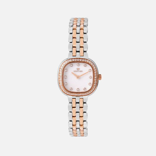 Women Quartz Silver Dial Analog Stainless Steel Watch 4004B-M1301