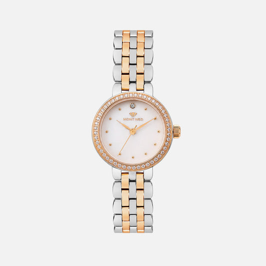 Women Quartz Silver Dial Analog Stainless Steel Watch 4005T-M1301