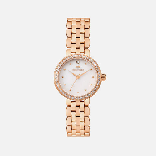 Women Quartz Rose Gold Dial Analog Stainless Steel Watch 4005T-M3301