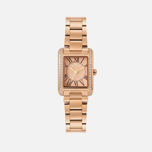 Women Quartz Gold Dial Analog Stainless Steel Watch 4008T-M3307