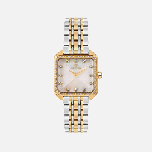 Women Quartz Gold Dial Analog Stainless Steel Watch 4009B-M1203