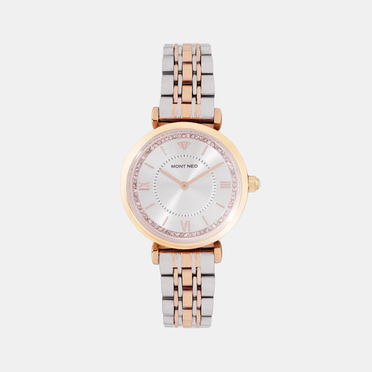 Regular Women Quartz Silver Dial Analog Stainless Steel Watch 4520B-M1303