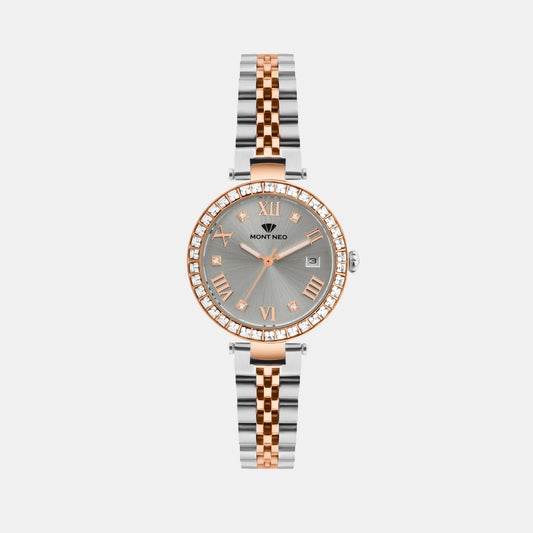 Women Quartz Grey Dial Analog Metal Watch 4505E-M1315