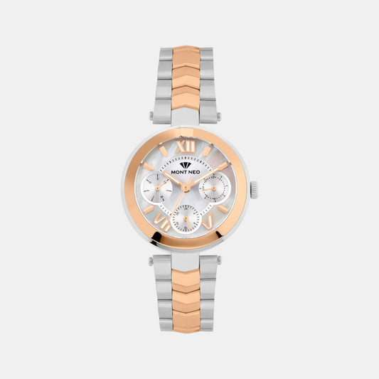 Women Quartz Mother Of Pearl Dial Multi-Function Stainless Steel Watch 4507M-M1303