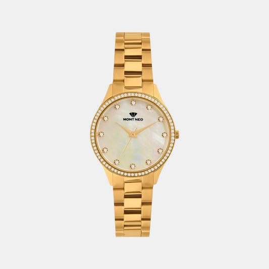 Women Quartz Mother Of Pearl Dial Analog Metal Watch 4509B-M2201