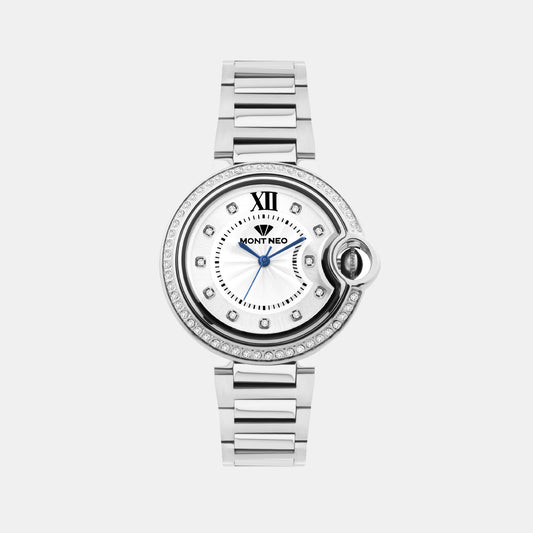 Women Quartz Silver Dial Analog Metal Watch 4510B-M1103