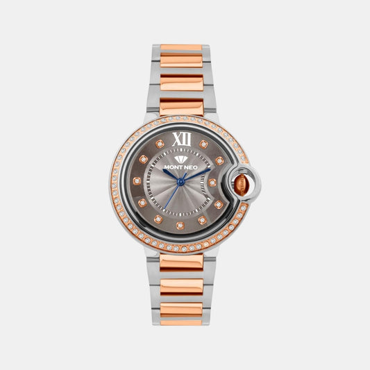 Women Quartz Grey Dial Analog Metal Watch 4510B-M1315