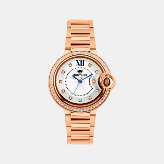 Women Quartz Silver Dial Analog Metal Watch 4510B-M3303