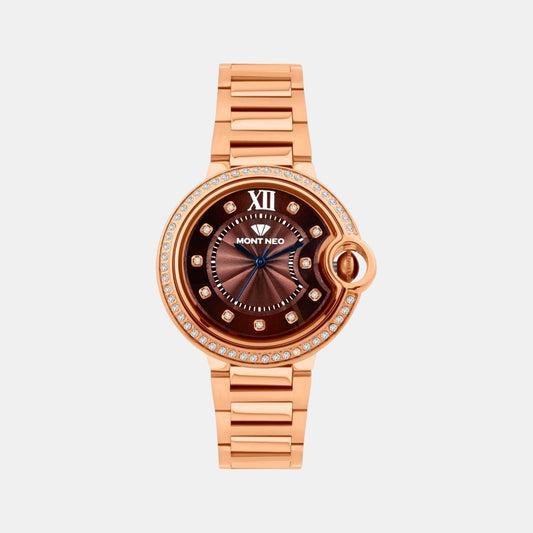 Women Quartz Brown Dial Analog Metal Watch 4510B-M3306