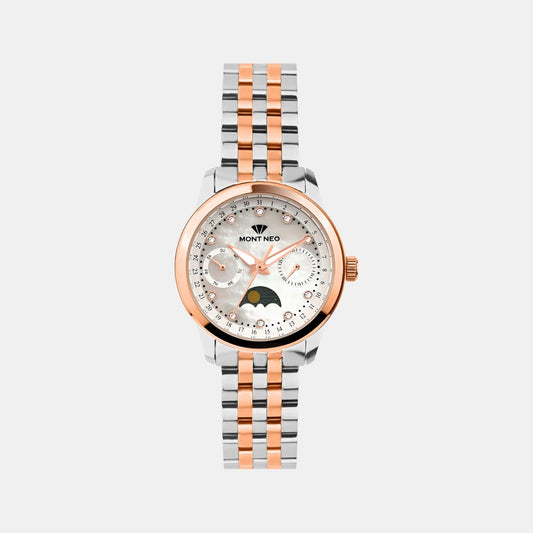 Women Quartz Mother Of Pearl Dial Analog Stainless Steel Watch 4511M-M1301